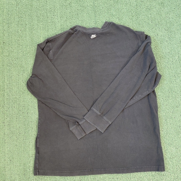 VINTAGE Nike Heavyweight Grey Stripe Embroidered Burgundy Logo Long Sleeve Shirt - Picture 3 of 5